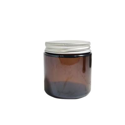 China Popular Glass Jar Candle Jar 4oz 8oz 16oz 120g 250g Amber Luxury Empty Straight Sided Bulk Candle Glass Jar With Metal Aluminum Lids for sale