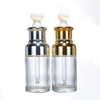 China Face Serum 5ml 10ml 15ml 20ml 30ml 50ml 100ml Luxury Cosmetic Thick Bottom 1oz Essential Oil Dropper Round Glass Bottle for sale