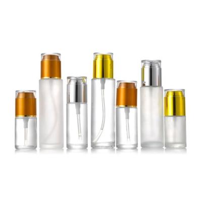 China Cosmetic Glass Bottle Supplier 120ml Round Clear Glass Bottle 4oz Empty Glass Bottles Cosmetic Lotion for sale