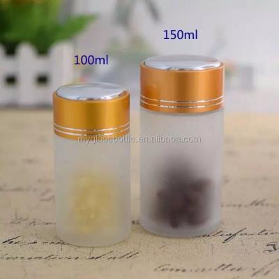 China Jar Frosting Glass Cylindrical Capsule Or Pills Bottle for sale