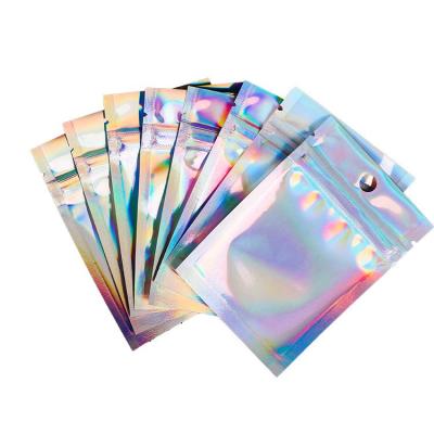 China Heat Seal Standup Mylar Moisture Proof Holo Stand Up Holographic Laser Holographic Ziplock Bag for sale