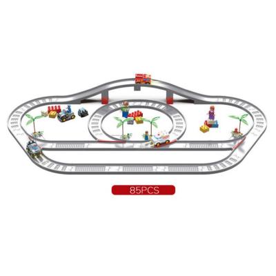 China 2022 DIY Slot Toy Kids Electric Car Rail Train Track Toy Kids Slot Electric Car Train Railway Educational Toys Set Kids Car Track for sale