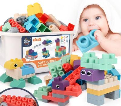 China Building Toy Educational Baby Stacking Toys Soft Silicone Blocks Rubber Building Toys for sale