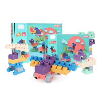 China Non-toxic building toy early education DIY puzzle can bite ever-changing assembled soft toys large soft particle game blocks for sale