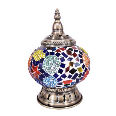 China Turkish Mediterranean Handmade Retro Cafe Hotel Bedroom Lamp Romantic Glass Mosaic Table Lamp for sale