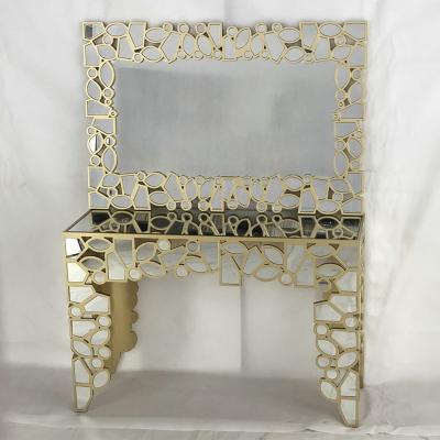 China Contemporary creative mirror champagne gold porch table mirror furniture dining table living room porch side table for sale