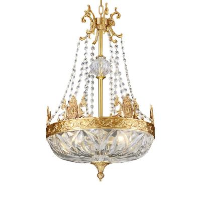 China French EUROPEAN All Copper European Romantic Chandelier Vintage Restaurant LED Crystal Chandelier for sale