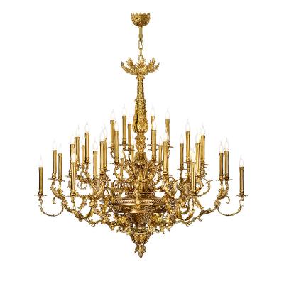 China Double French copper chandelier European hotel villa chandelier public hall lighting chandelier for sale