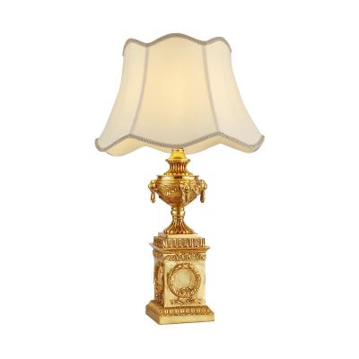 China Modern French all bedroom copper lamp living room table lamp decorative fabric lampshade table lamp for sale