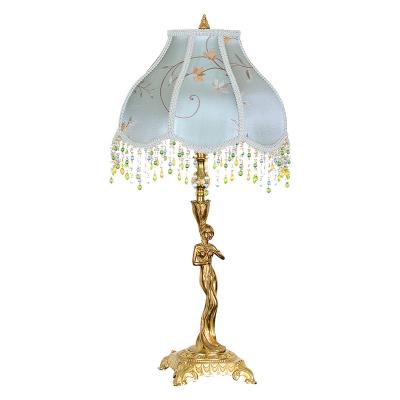 China French romantic exquisite carving table lamp bedroom bedside lamp personality tassel bedside table lamp for sale