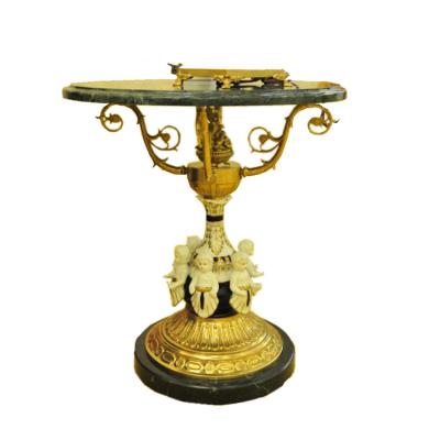 China (Other)French Adjustable All Round Retro Style Corner Table Copper Ceramic Marble Table Angel Tea Table for sale