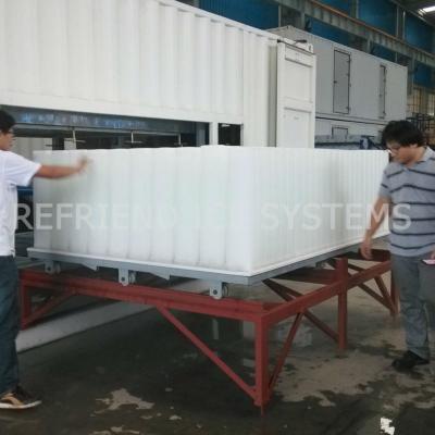 China 18T capacity 40FT large container direct cooling block ice plant with 50KG block ICE BLOCK for sale