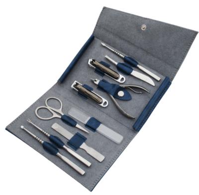 China Professional Personal Care Tool Stainless Steel Nail Manicure Set 10 Pieces Nail Sets Beauty Manicure Pedicure Set With 3-Layer Folding Bag for sale