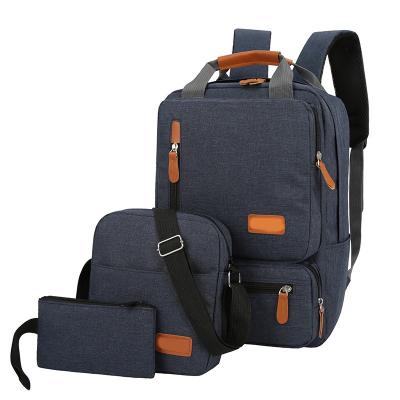 China With USB large-capacity three-piece travel shoulder bag simple travel shoulder bag student outdoor leisure border men's computer backpack for sale