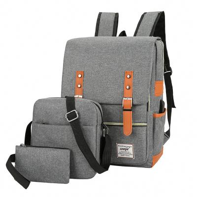 China 3 Pcs Set Backpack 2021New 20L Unisex With Usb Charging Left Pieces 3 Set Leisure Travel Bag School Bag Large Capacity Outdoor Backpack for sale