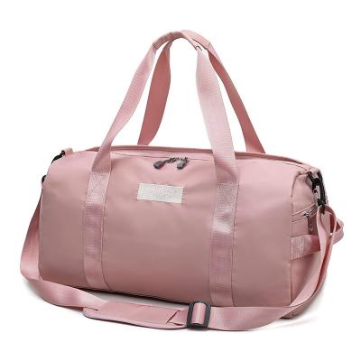 China Logo Travel Accessories Unisex Multifunction OEM Water Resistant Gym Overnight Bag Nylon Sport Nylon Custom Pink Duffel Bag for sale