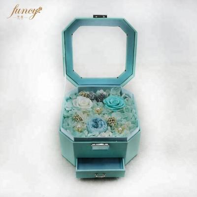 China Home Decoration Rose Flowers Wholesale Preserved Fresh Eternal Flowers in Velvet Wedding Gift Jewelry Box for sale