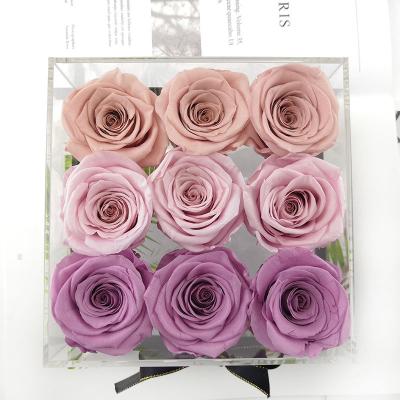 China 2019 New Product Layout Ideas 2019 New Product Ideas Clear Acrylic Rose Acrylic Box Stabilized Forever Rose Preserved Acrylic Box for sale