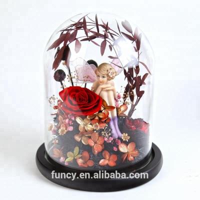 China Mother's Day Fairy Design Present Preserved Flower in Glass Dome Ideas Best Mothers Day Gift for sale