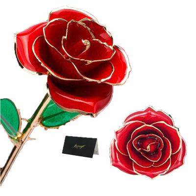 China Promotional Hot Selling Gold Rose Gift Sets Amazon Valentine Gift Forever Flower Dipped 24K Agriculture for sale