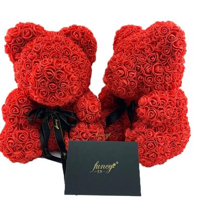 China 2021 Luxury Hot Selling Artificial Moss Rose Bears Girlfriend Valentines Day Gifts for sale