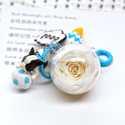 China Car Key Ring Key Chain Key Fob Key Tag Felt Flower Ball Custom PVC Keychain Acrylic Key Rings Gift Wedding Key Chain for sale