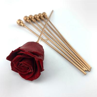 China Luxury Plastic Gold Silver Artificial Preserved Rose Stems For Acrylic Box for sale