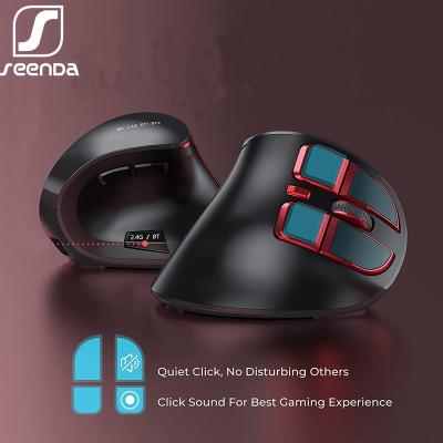 China DPI Adjust Button SeenDa Ergonomic Mouse 2.4G& Bluetooth Rechargeable Wireless Mouse 9 Buttons 3 DPI Adjustable Vertical Mouse For PC Laptop Computer for sale