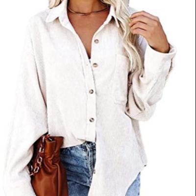 China European and American foreign trade women's anti-pilling border clothing 2022 autumn and winter new corduroy loose button shirt for sale