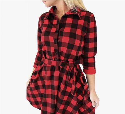 China Anti-pilling foreign trade article annual hot women's plaid long-sleeved tunic top loose casual dress 2021 cross-border for sale