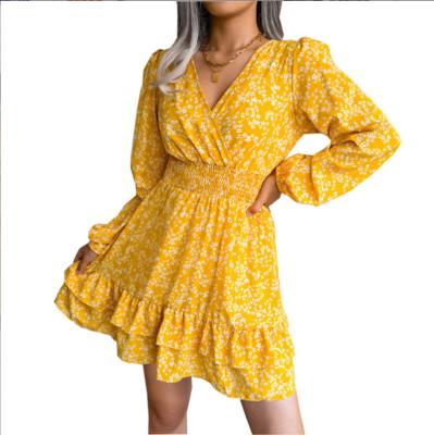 China 2022 spring and summer independent station border women's sexy floral chiffon dress anti-static spring new women for sale