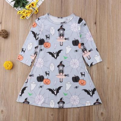 China Breathable Wholesale Boutique Kids Fall Clothing Halloween Pumpkin Girls Dress for sale