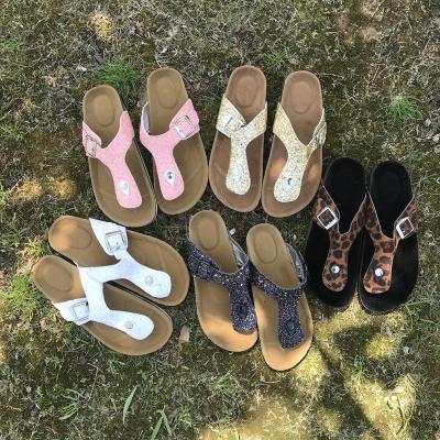 China Toddler Summer Sandals Flat Family Matching Birkely Giltter Leopard Sandals for Mommy and Me for sale