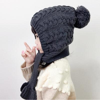 China Boutique COMMON Wholesale Solid Plush Winter Hat Warm Scarf For Kids 2-10Yrs for sale