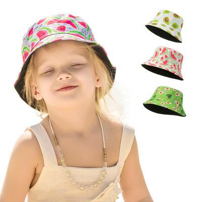 China Sun Checked Hat For Kids Boys Girls Summer Play Hat Watermelon Avocado Baby Bucket Hat for sale