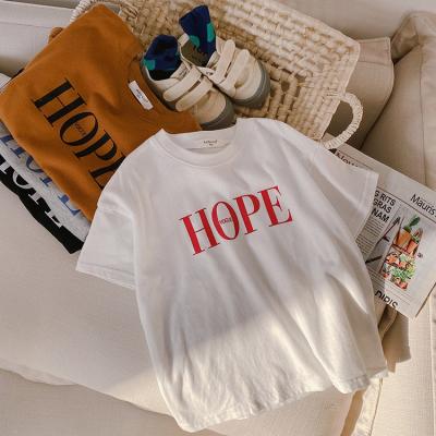 China Breathable Summer 6M-8Yrs Boys And Girls HOPE Letter T-shirt Kids Boutique TOP for sale