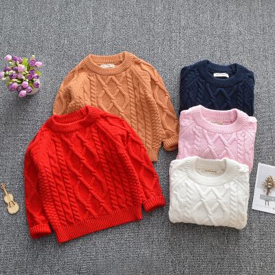 China RTS Solid Color Sustainable Pullover Round Neck Kids Sweater Autumn Winter Baby Clothing for sale