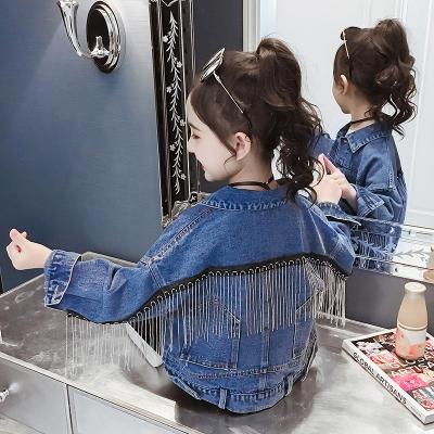 China Viable Wholesale Children Denim Tassel Denim Jacket Girls Fashionable Autumn Fringe Coat for sale