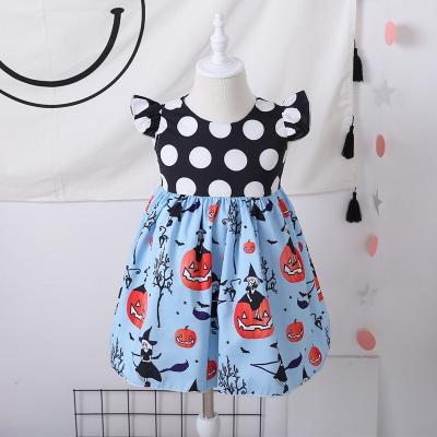 China Wholesale Breathable Babies Dress Clothes Float Sleeve Pumpkin Shirt Girls Halloween Dress for sale