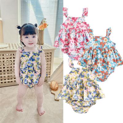 China Breathable Infant Babies Set Summer Babies Clothing Cotton Floral Baby Outfits for sale