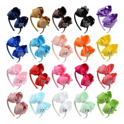 China RTS Double-Layer JOJO Bow Headband 4.5 Inch Cute Solid Color Bow Headband Hair Accessories for sale