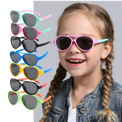 China Fashion Sunglasses Baby Shading Retro Girls TAC Silicone Frame Children Sunglasses Boys Children Sunglasses for sale