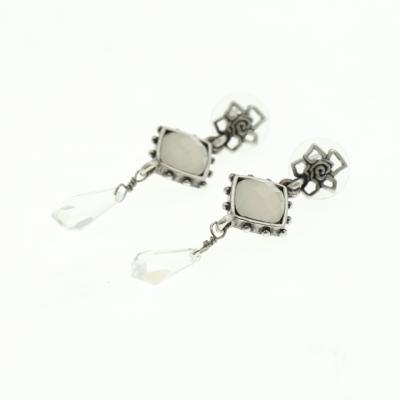 China Vintage Antique Silver Plating Earring With Transparent Crystal Pendant Women's Jewelry Earrings for sale