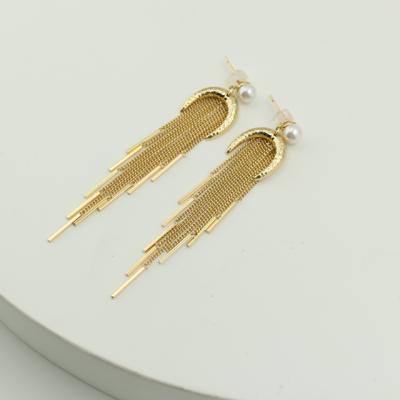 China FASHIONABLE Luxury Zinc Alloy Chain Earrings Material Long Dangling Tassel Earrings Women Gold Plated Jewelry Earring for sale