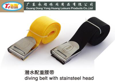 China Stainless steel head diving belt 1.5M length yellow and black colour for sale