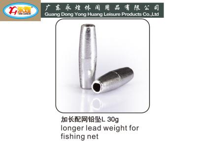 China Longer 30G Barrel type rock fishing weights , bullet weights for fishing for sale