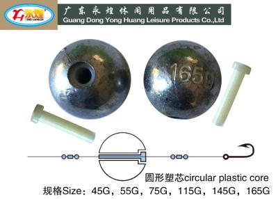 China exporter of the die casting round shaped ball fishing sinker with nylon insert for sale