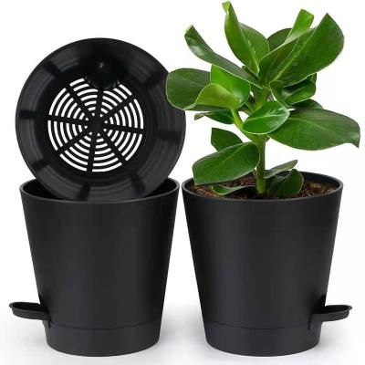 China Modern Hot Sale Modern Decorative Plastic Pots For Plants High Drainage Planters With Saucer Self Watering Pots zu verkaufen