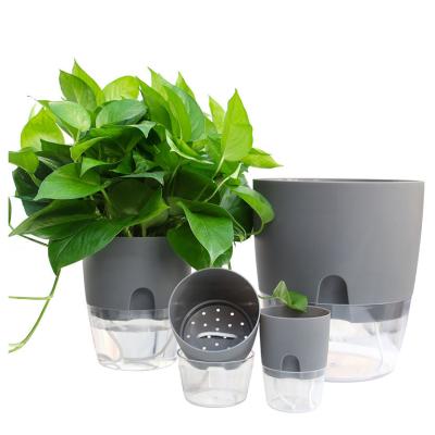 중국 Modern Flowerpot Water Absorption Automatic Self-watering Succulent Aquaculture Transparent Round Plastic Hydroponic Flowerpot 판매용