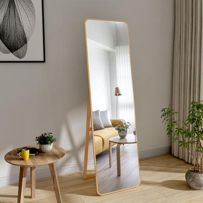 China Modern Simple Wall Mirror Household Mirror Clothing Store Solid Wood Fit Full Body Mirror for sale